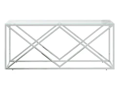 Mesa De Centro| Mesa de centro 110x45x45 cm aço inoxidável e vidro PT566234 Prateado