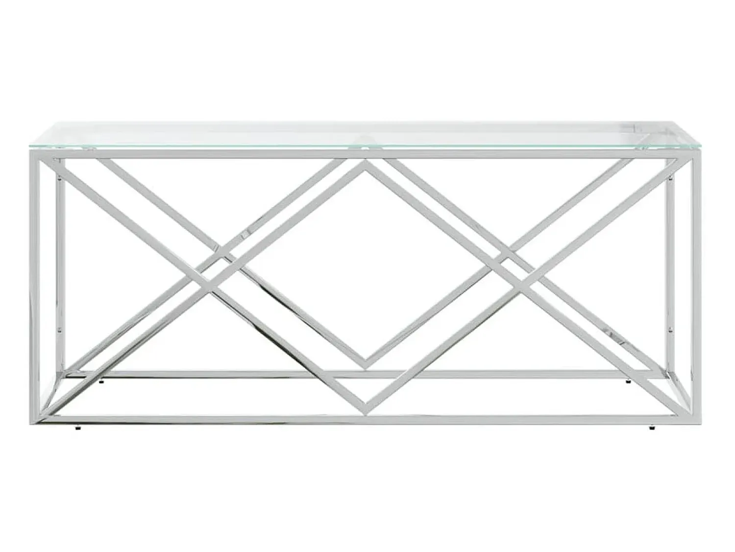 Mesa De Centro| Mesa de centro 110x45x45 cm aço inoxidável e vidro PT566234 Prateado