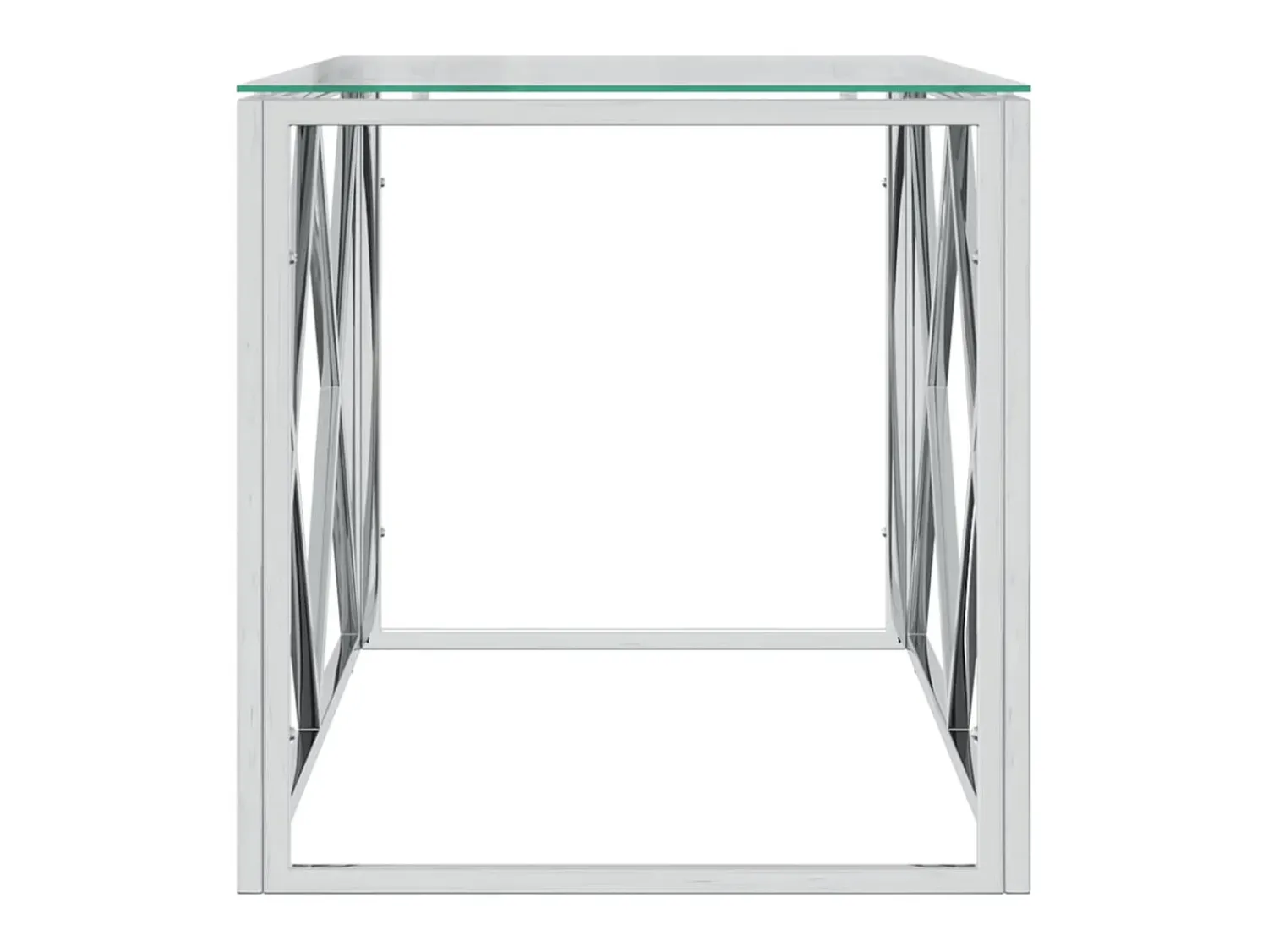 Mesa De Centro| Mesa de centro 110x45x45 cm aço inoxidável e vidro PT566234 Prateado