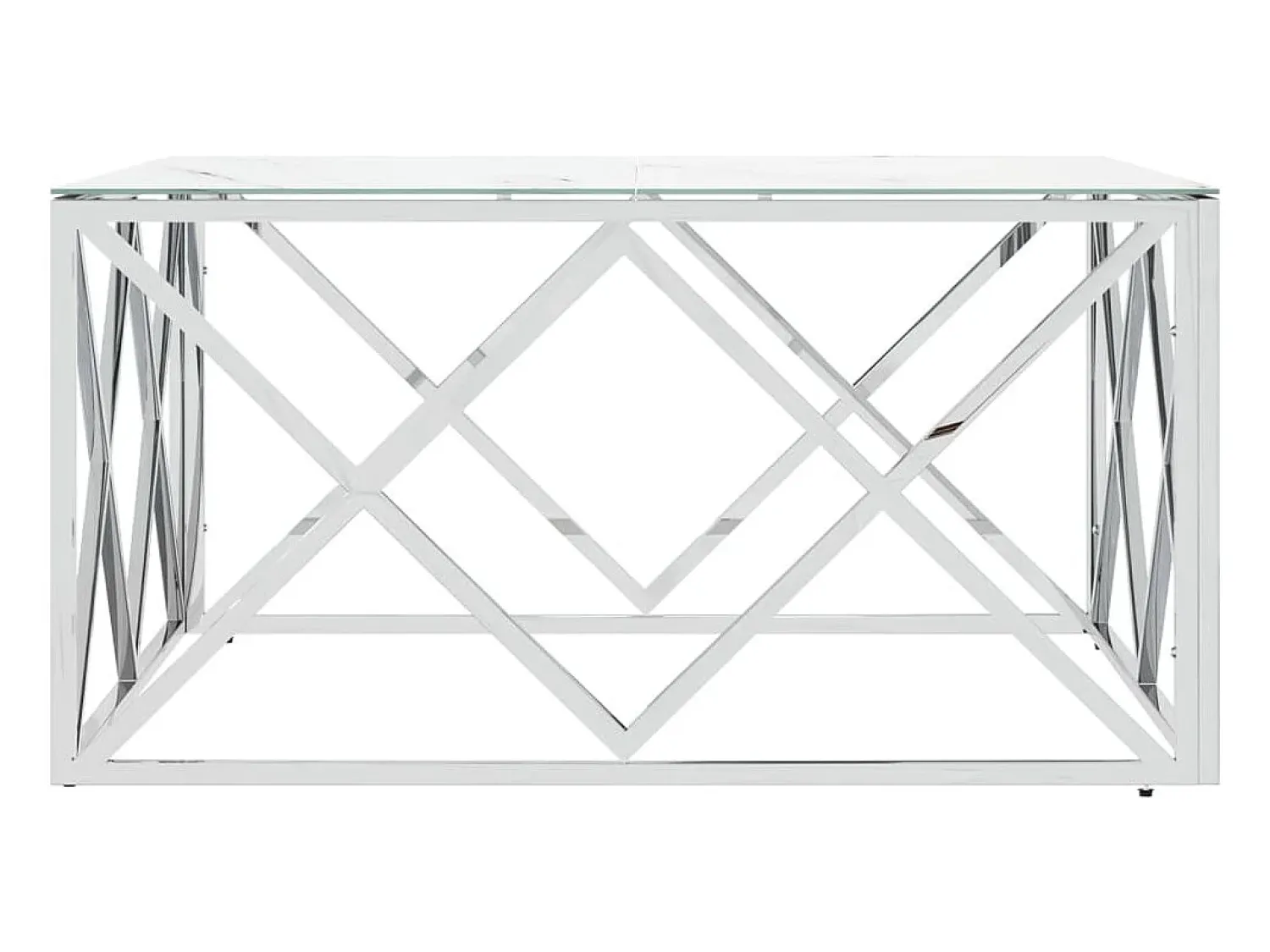Mesa De Centro| Mesa de centro 80x80x40 cm aço inoxidável e vidro PT311558 Prateado
