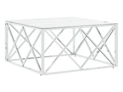 Mesa De Centro| Mesa de centro 80x80x40 cm aço inoxidável e vidro PT311558 Prateado