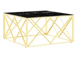 Mesa De Centro|vidaxl Mesa de centro 80x80x40 cm aço inoxidável e vidro Dourado