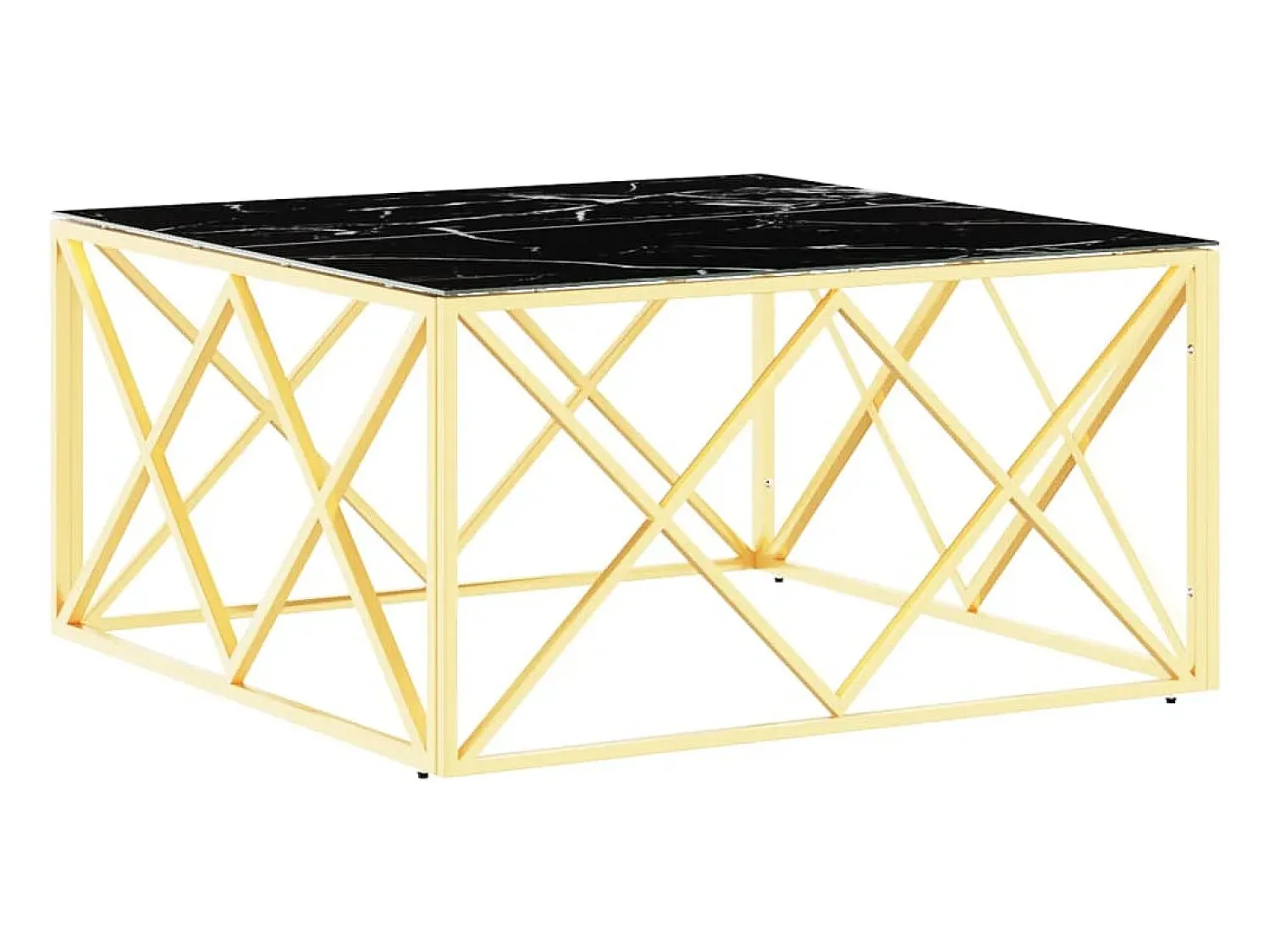 Mesa De Centro|vidaxl Mesa de centro 80x80x40 cm aço inoxidável e vidro Dourado