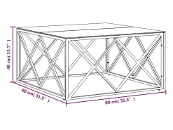 Mesa De Centro|vidaxl Mesa de centro 80x80x40 cm aço inoxidável e vidro Dourado