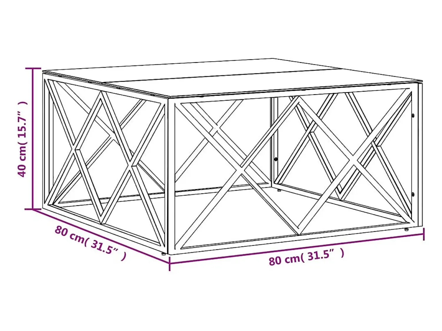 Mesa De Centro|vidaxl Mesa de centro 80x80x40 cm aço inoxidável e vidro Dourado