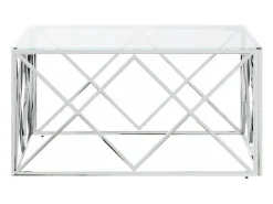 Mesa De Centro* Mesa de centro 80x80x40 cm aço inoxidável e vidro PT936026 Prateado