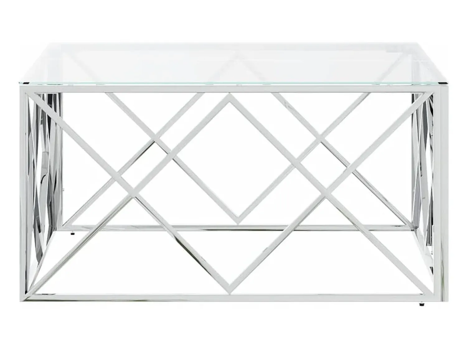 Mesa De Centro* Mesa de centro 80x80x40 cm aço inoxidável e vidro PT936026 Prateado