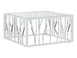 Mesa De Centro| Mesa de centro 80x80x40 cm aço inoxidável e vidro PT936359 Prateado
