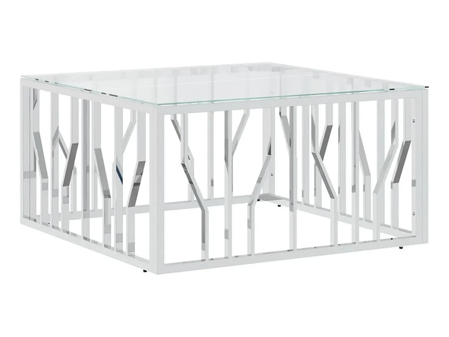 Mesa De Centro| Mesa de centro 80x80x40 cm aço inoxidável e vidro PT936359 Prateado