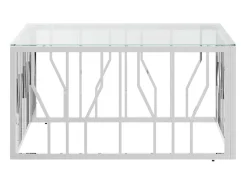 Mesa De Centro| Mesa de centro 80x80x40 cm aço inoxidável e vidro PT936359 Prateado
