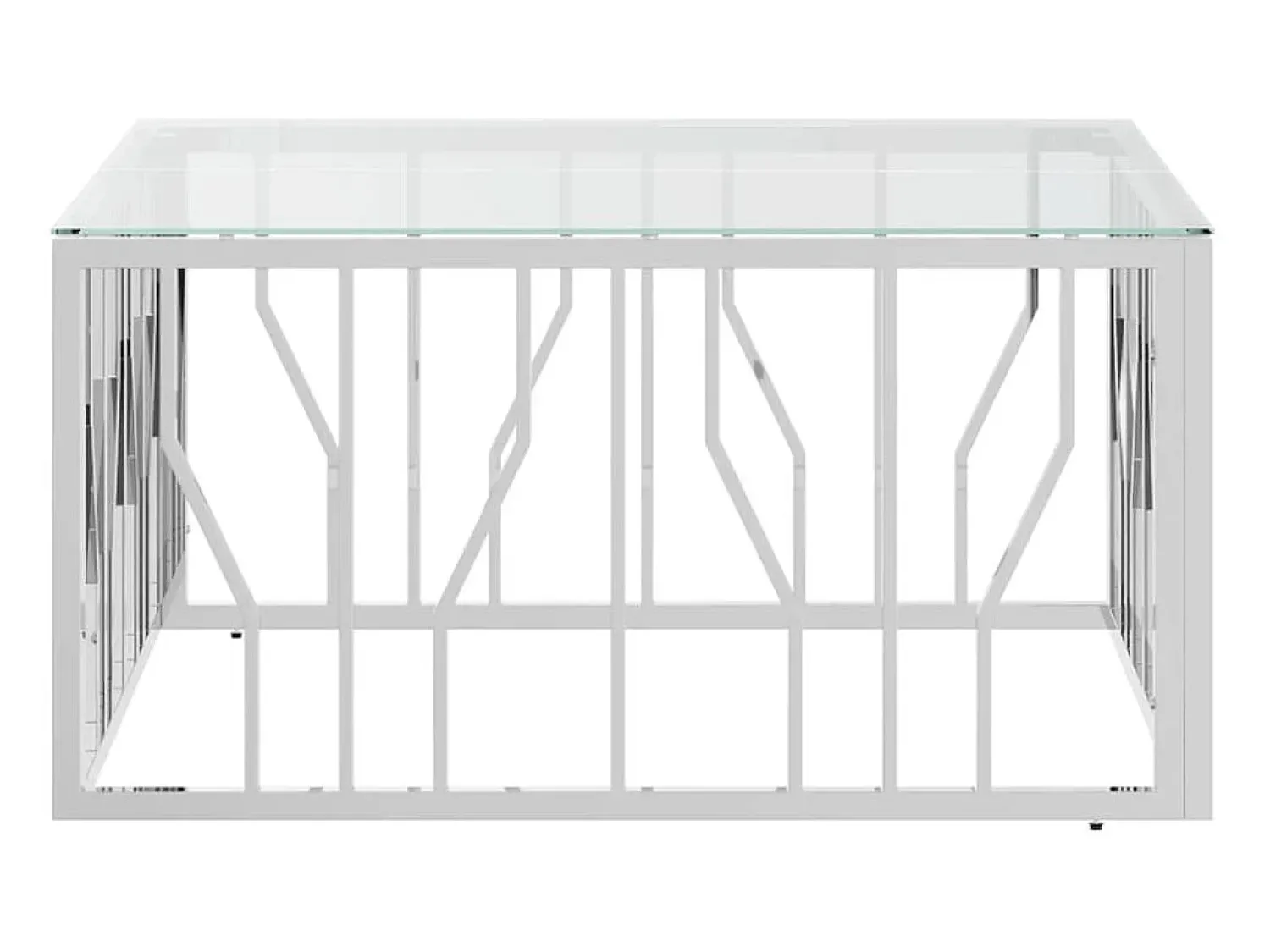 Mesa De Centro| Mesa de centro 80x80x40 cm aço inoxidável e vidro PT936359 Prateado
