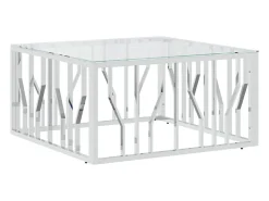 Mesa De Centro*vidaxl Mesa de centro 80x80x40 cm aço inoxidável e vidro Prateado