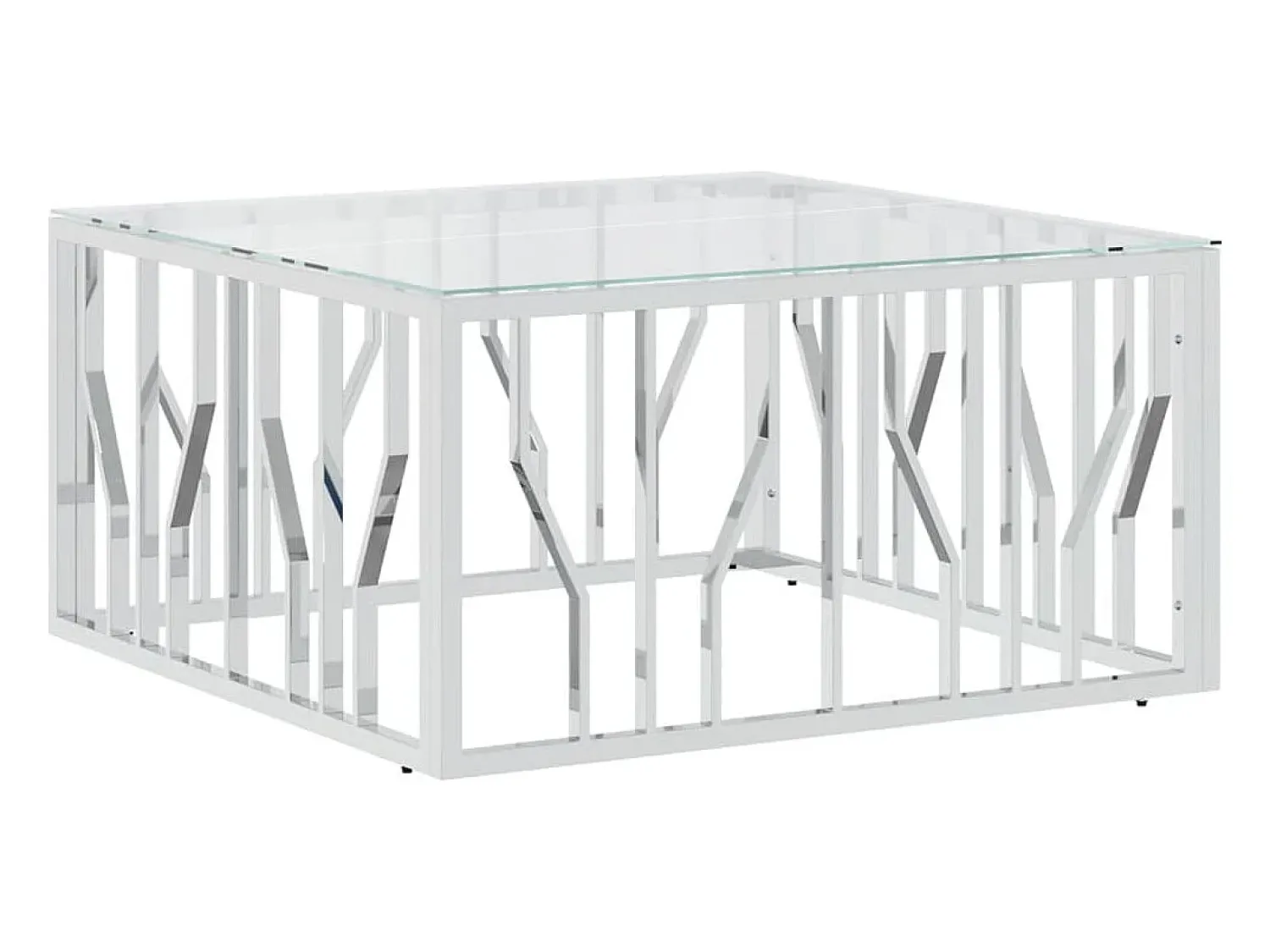 Mesa De Centro*vidaxl Mesa de centro 80x80x40 cm aço inoxidável e vidro Prateado