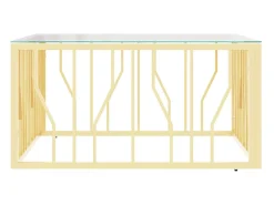 Mesa De Centro* Mesa de centro 80x80x40 cm aço inoxidável e vidro PT537770 Dourado