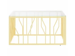 Mesa De Centro* Mesa de centro 80x80x40 cm aço inoxidável e vidro PT537770 Dourado