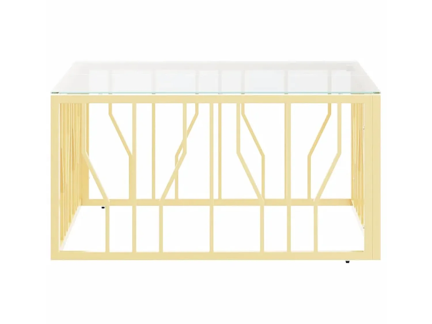 Mesa De Centro* Mesa de centro 80x80x40 cm aço inoxidável e vidro PT537770 Dourado