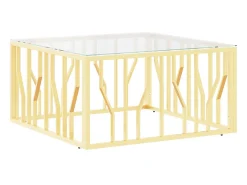 Mesa De Centro* Mesa de centro 80x80x40 cm aço inoxidável e vidro PT537770 Dourado