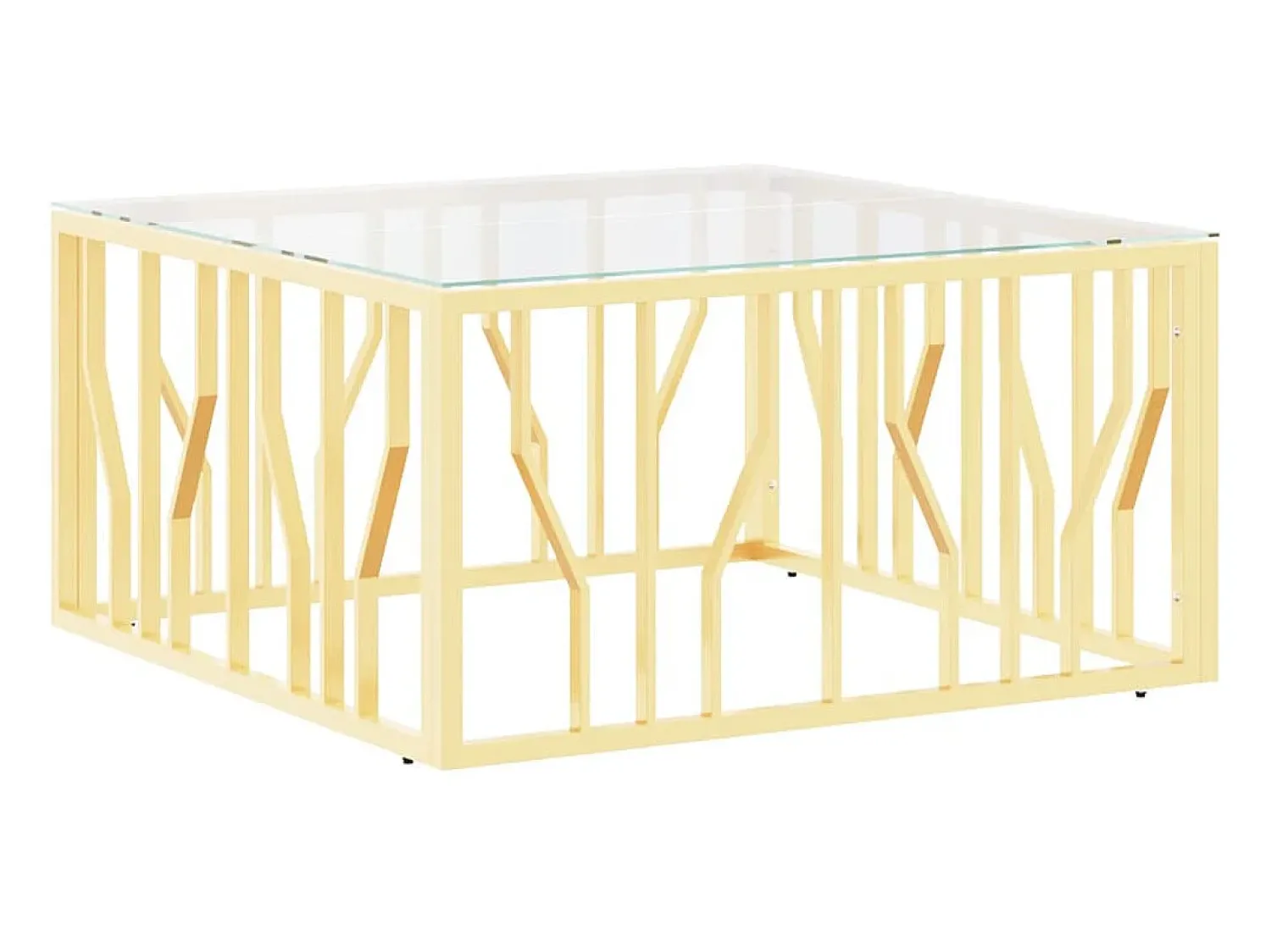 Mesa De Centro* Mesa de centro 80x80x40 cm aço inoxidável e vidro PT537770 Dourado