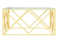 Online Mesa de centro 80x80x40 cm aço inoxidável e vidro PT953814 Dourado