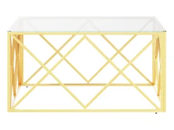 Online Mesa de centro 80x80x40 cm aço inoxidável e vidro PT953814 Dourado