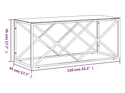 vidaxl Mesa de centro 110x45x45 cm aço inoxidável e vidro^ Mesa De Centro