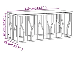 Mesa De Centro|vidaxl Mesa de centro 110x45x45 cm aço inoxidável e vidro Dourado