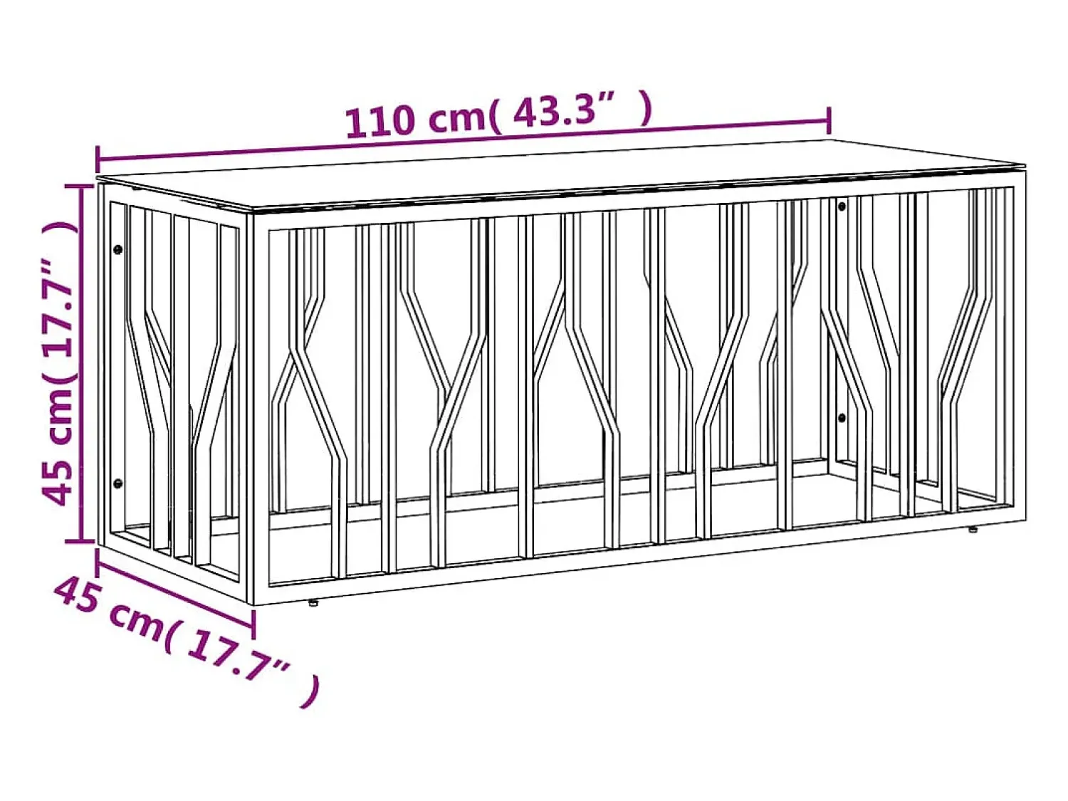 Mesa De Centro|vidaxl Mesa de centro 110x45x45 cm aço inoxidável e vidro Dourado