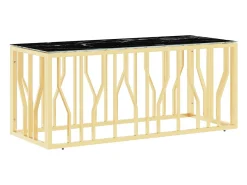 Mesa De Centro|vidaxl Mesa de centro 110x45x45 cm aço inoxidável e vidro Dourado