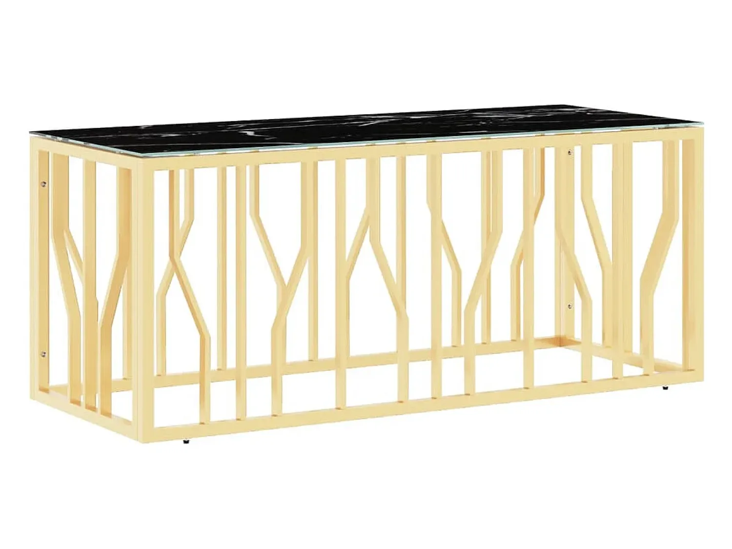 Mesa De Centro|vidaxl Mesa de centro 110x45x45 cm aço inoxidável e vidro Dourado