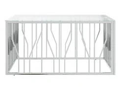 Mesa de centro 100x100x50 cm aço inoxidável e vidro PT190380^ Mesa De Centro