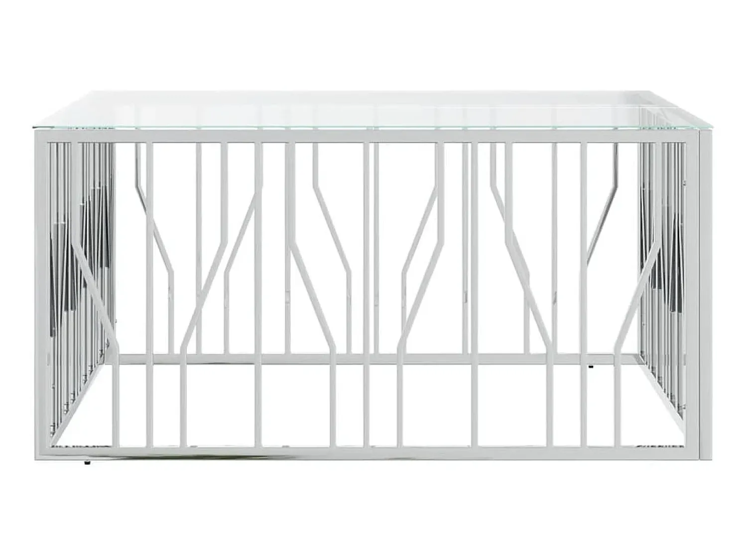 Mesa de centro 100x100x50 cm aço inoxidável e vidro PT190380^ Mesa De Centro