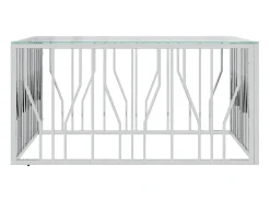 Mesa de centro 100x100x50 cm aço inoxidável e vidro PT190380^ Mesa De Centro