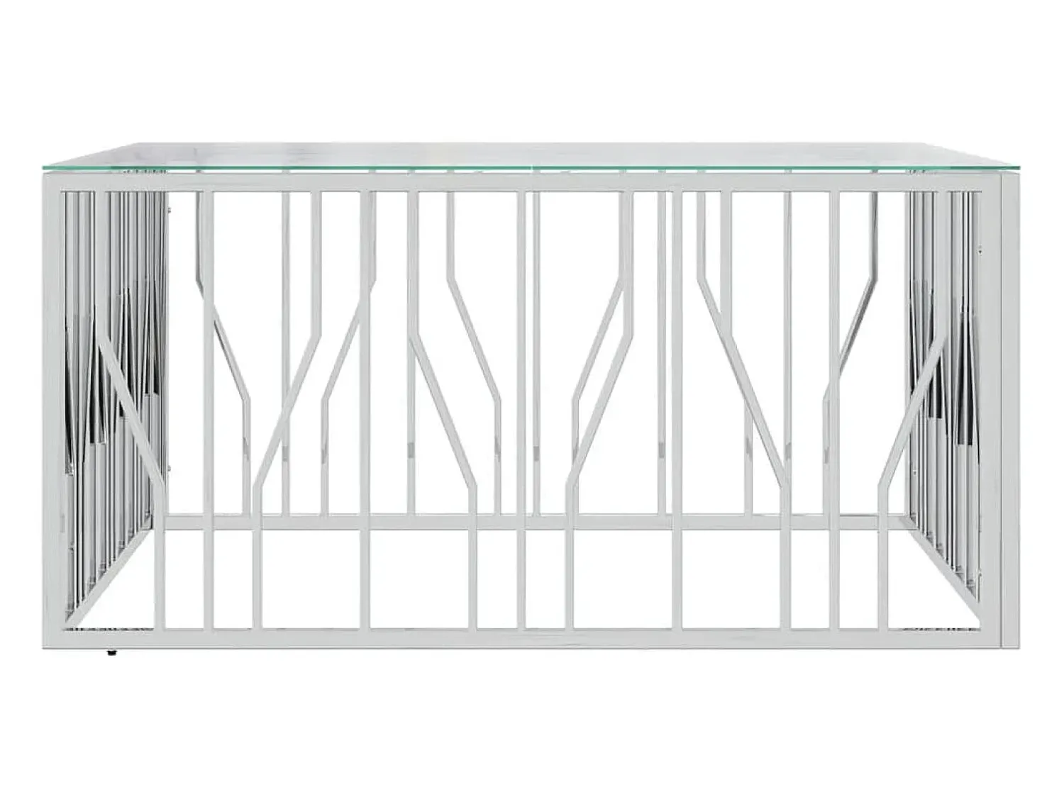 Mesa de centro 100x100x50 cm aço inoxidável e vidro PT190380^ Mesa De Centro
