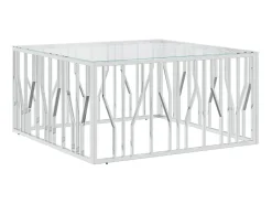 Mesa de centro 100x100x50 cm aço inoxidável e vidro PT190380^ Mesa De Centro