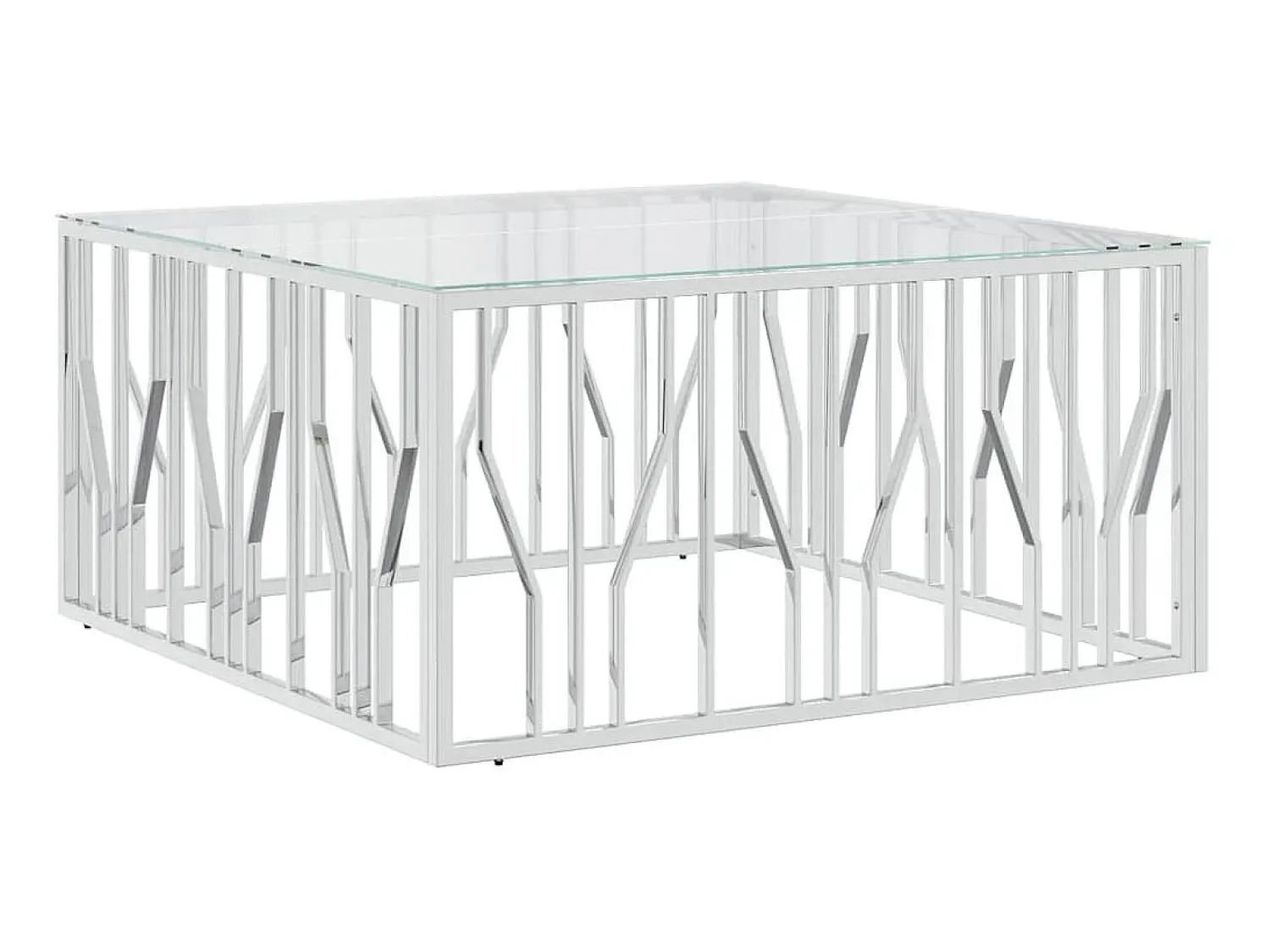 Mesa de centro 100x100x50 cm aço inoxidável e vidro PT190380^ Mesa De Centro