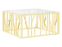 Sale vidaxl Mesa de centro 80x80x40 cm aço inoxidável e vidro Dourado