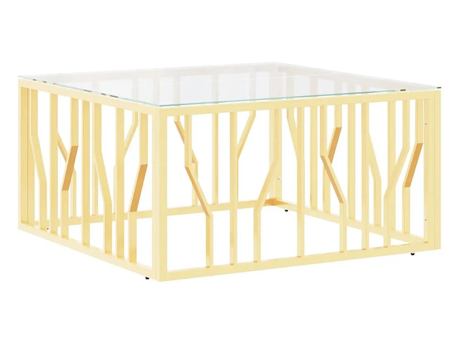 Sale vidaxl Mesa de centro 80x80x40 cm aço inoxidável e vidro Dourado