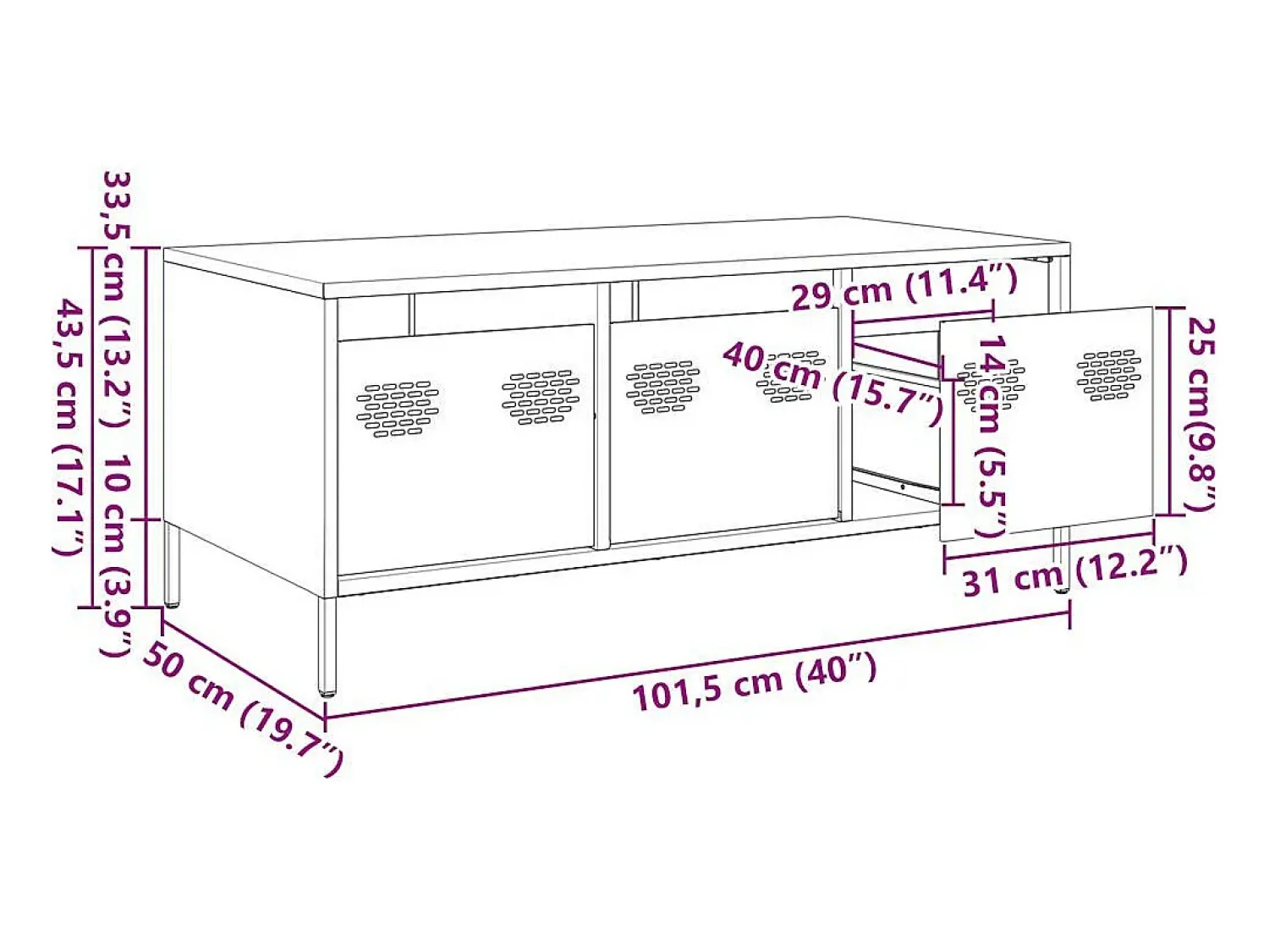 Best vidaxl Mesa de centro 101,5x50x43,5 cm aço laminado a frio Rosa