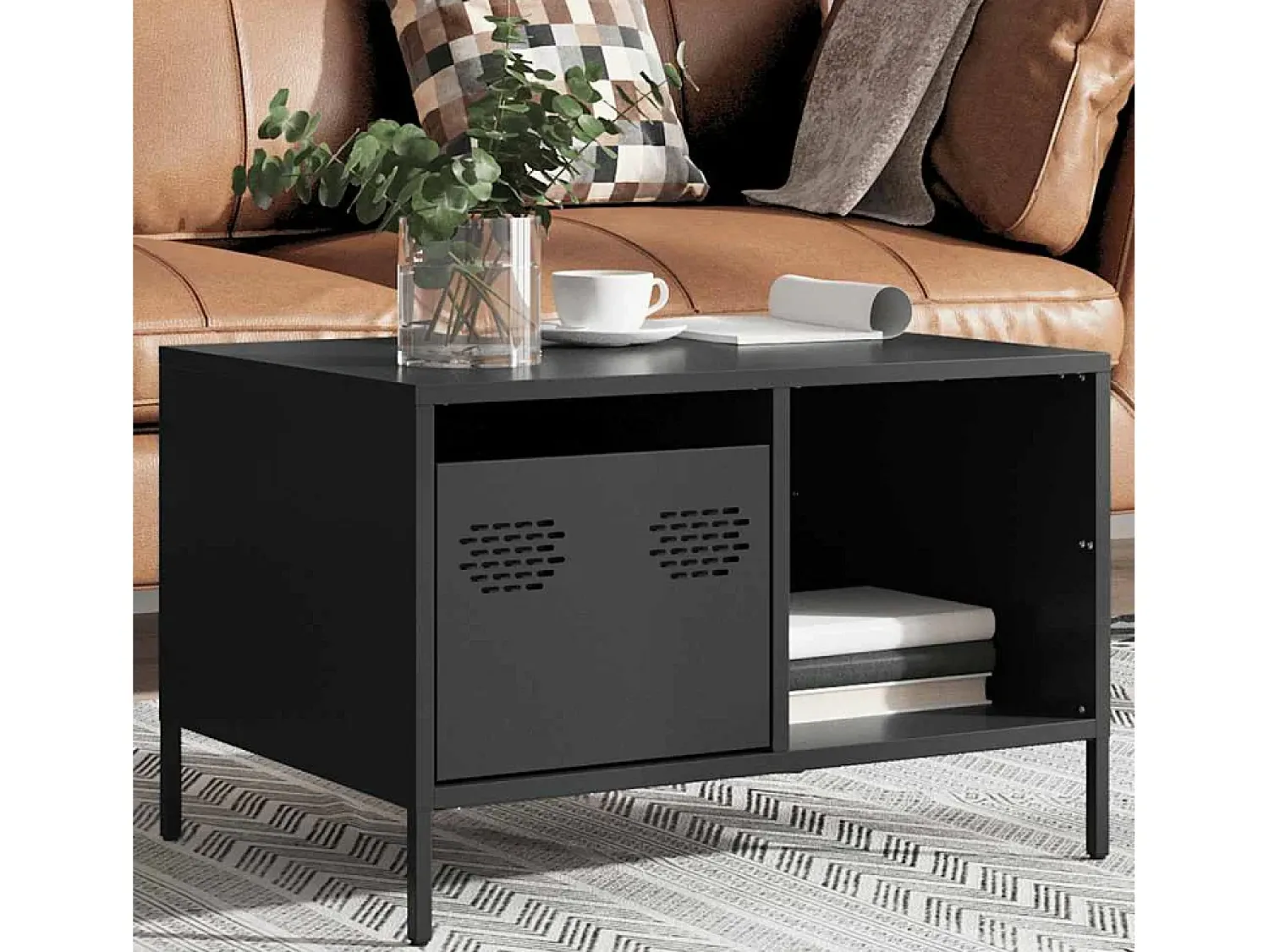 Mesa De Centro|vidaxl Mesa de centro 68,5x50x43,5 cm aço laminado a frio Preto