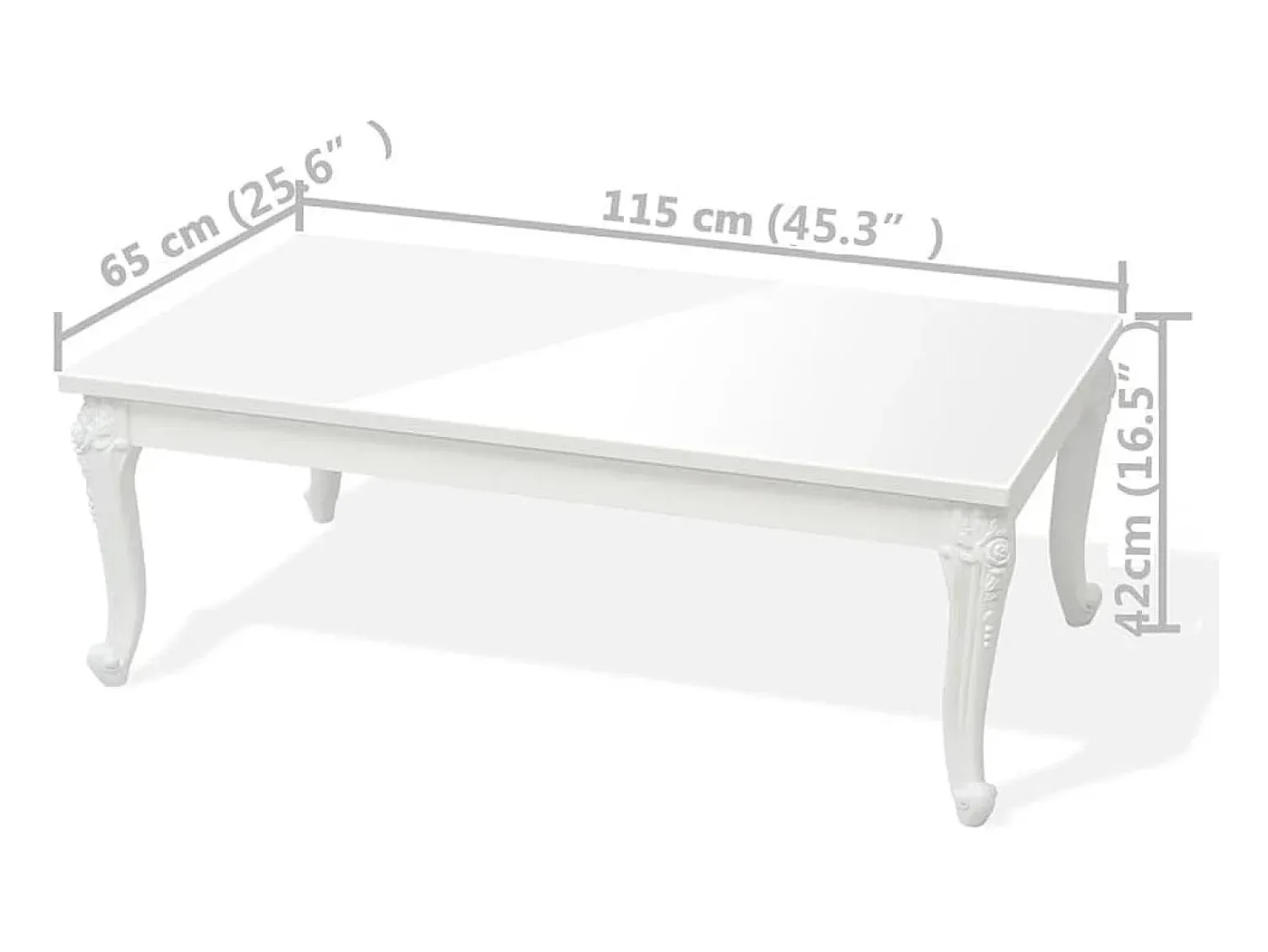 Mesa De Centro* Mesa de centro 115x65x42 cm brilhante PT950430 Branco