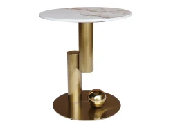 Mesa De Centro* Mesa de centro 45x50x45 cm branco ouro modig m62 Branco / Dourado