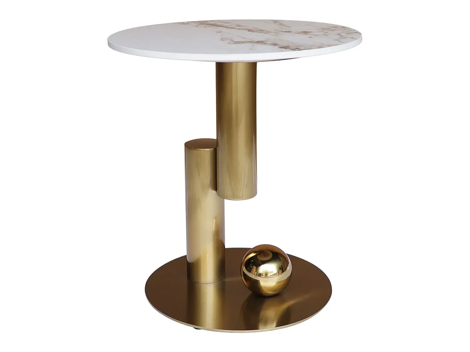 Mesa De Centro* Mesa de centro 45x50x45 cm branco ouro modig m62 Branco / Dourado