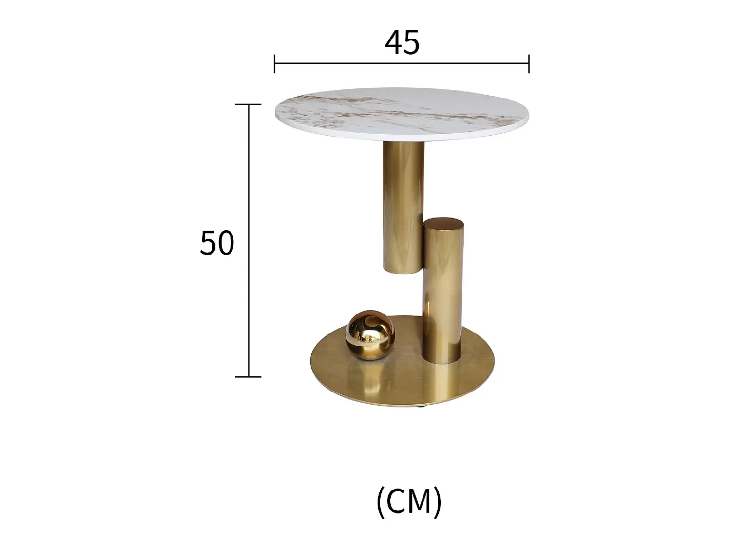 Mesa De Centro* Mesa de centro 45x50x45 cm branco ouro modig m62 Branco / Dourado