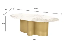 Mesa de centro 130x42x70 cm branco ouro modig m59 Branco / Dourado
