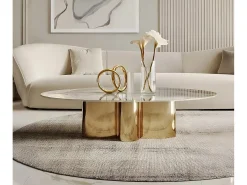Mesa de centro 130x42x70 cm branco ouro modig m59 Branco / Dourado