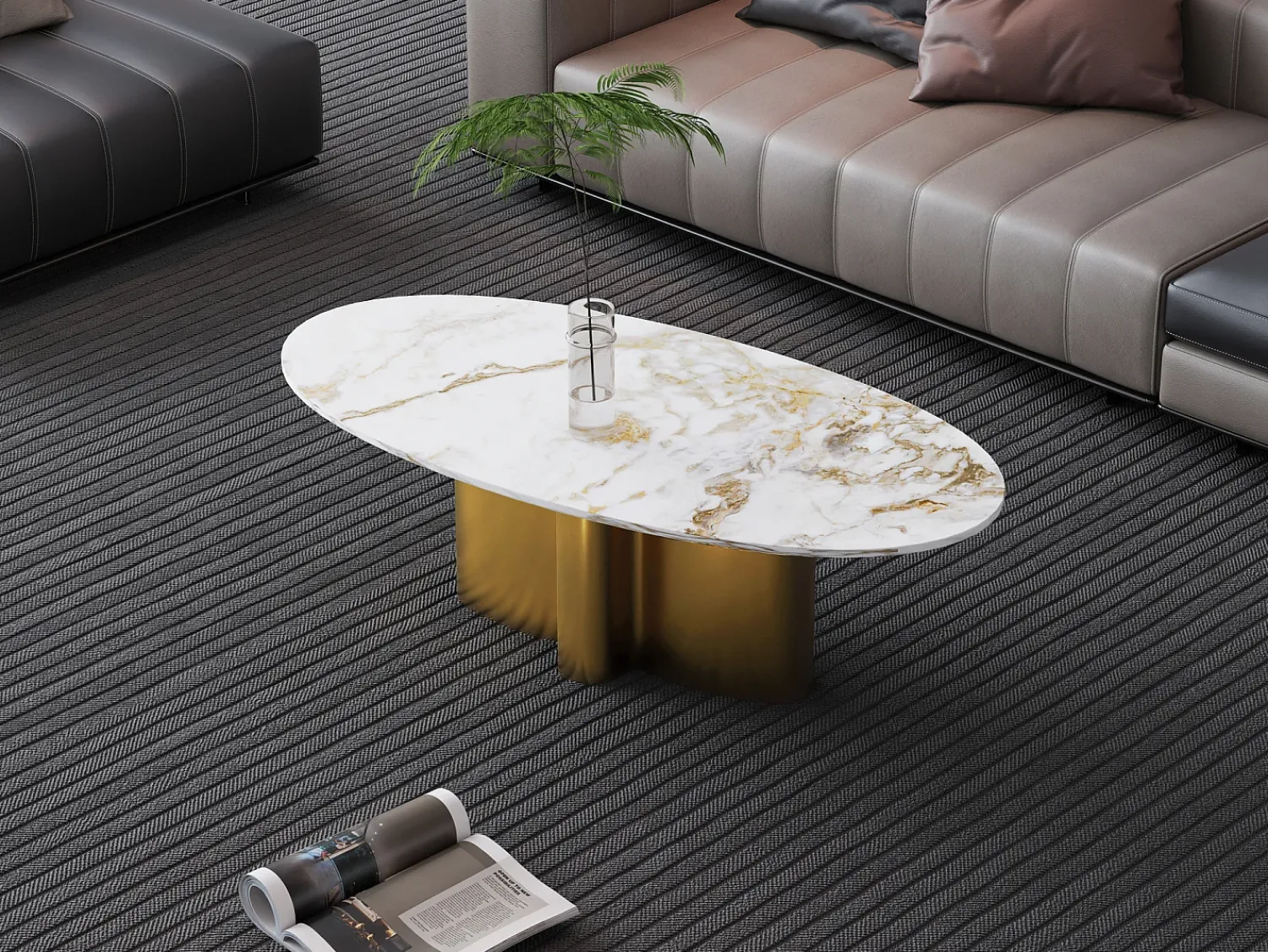 Mesa de centro 130x42x70 cm branco ouro modig m59 Branco / Dourado