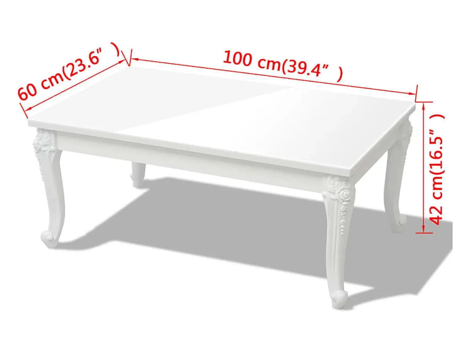 Mesa De Centro|vidaxl Mesa de centro, 100x60x42 cm, brilhante Branco