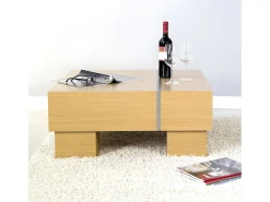 Mesa De Centro| Mesa de Centro 80x80x35 cm Castanha Castanho
