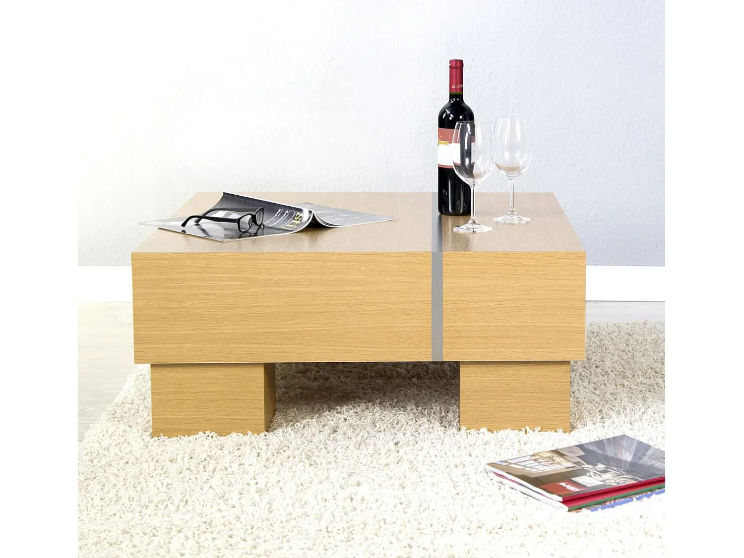 Mesa De Centro| Mesa de Centro 80x80x35 cm Castanha Castanho