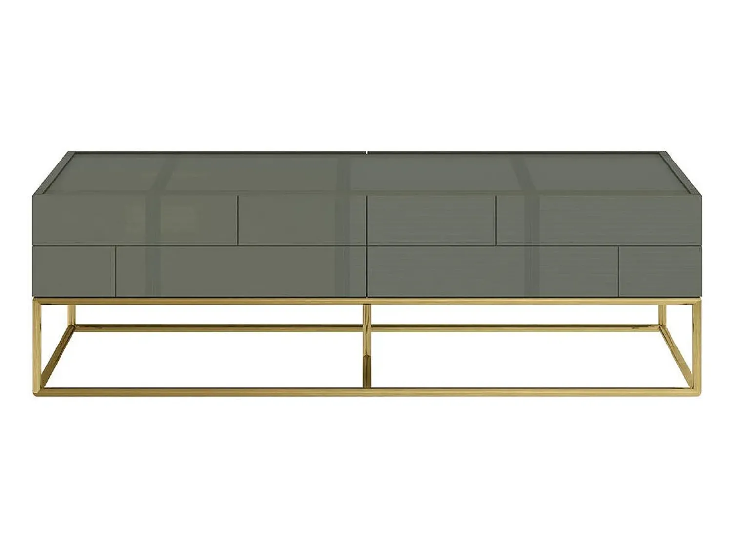 Mesa De Centro* Mesa de Centro 119,5x36x59,5 cm Cimento Verde Rose Hill RH06 Verde / Dourado